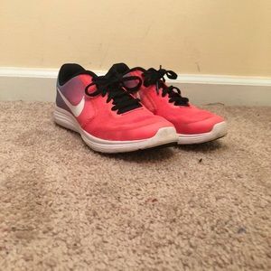 Kids Pink and Blue Nike Running Shoes